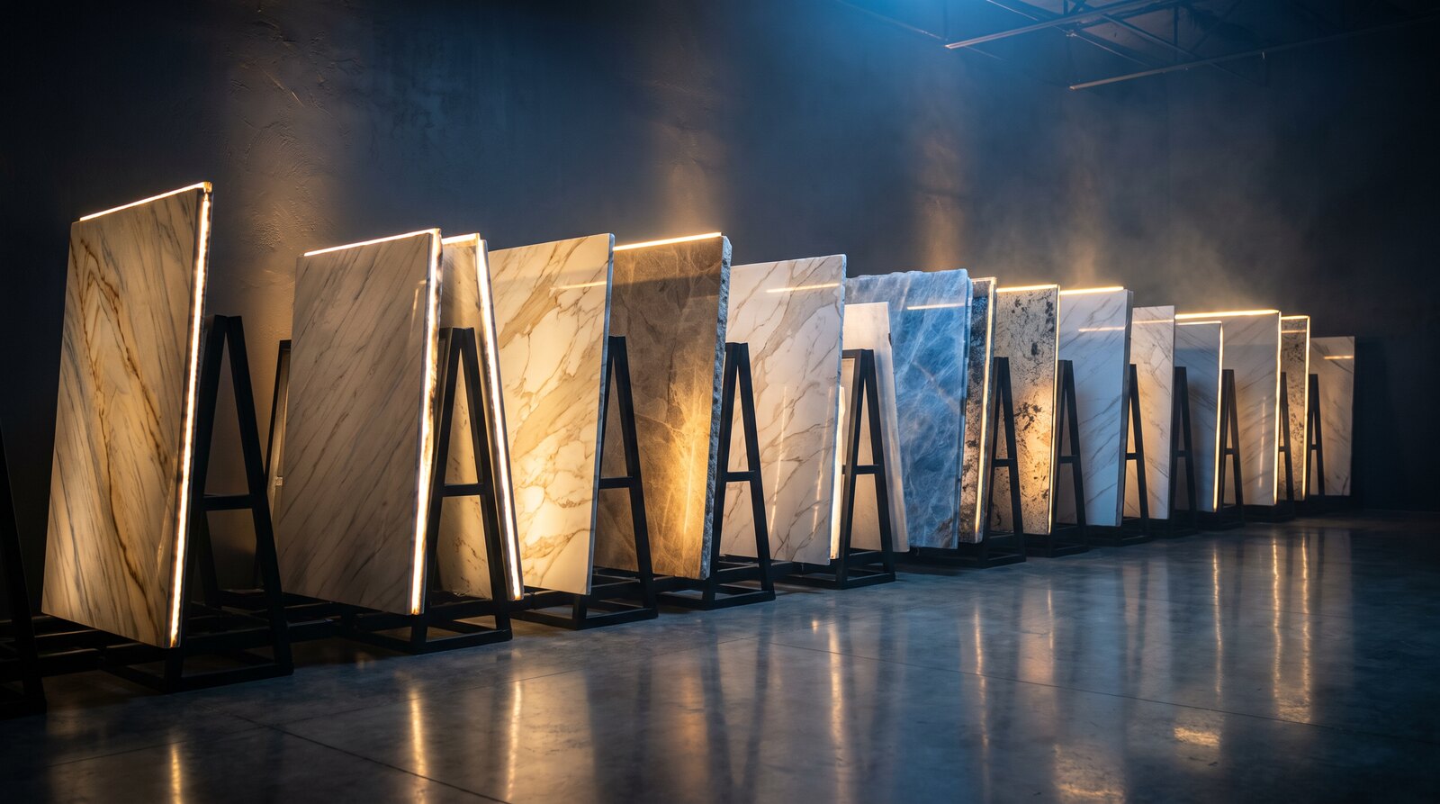 Countertops on display in the KBF Depot showroom